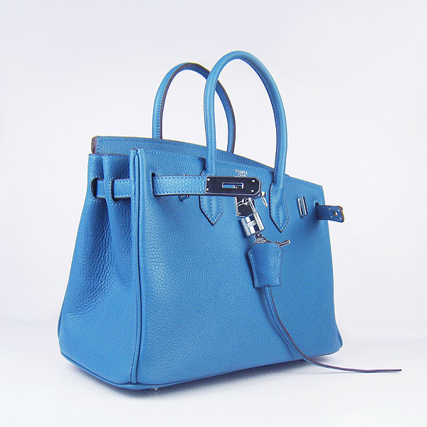 Replica Hermes Birkin 30CM Togo Leather Bag Middle Blue 6088 On Sale